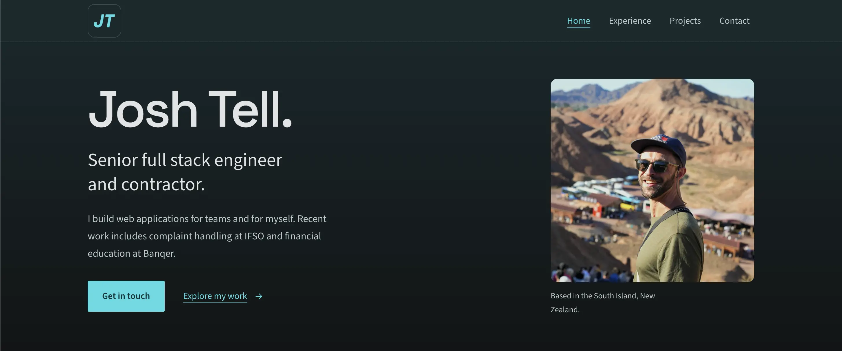 Screenshot of an earlier version of Josh Tell’s portfolio